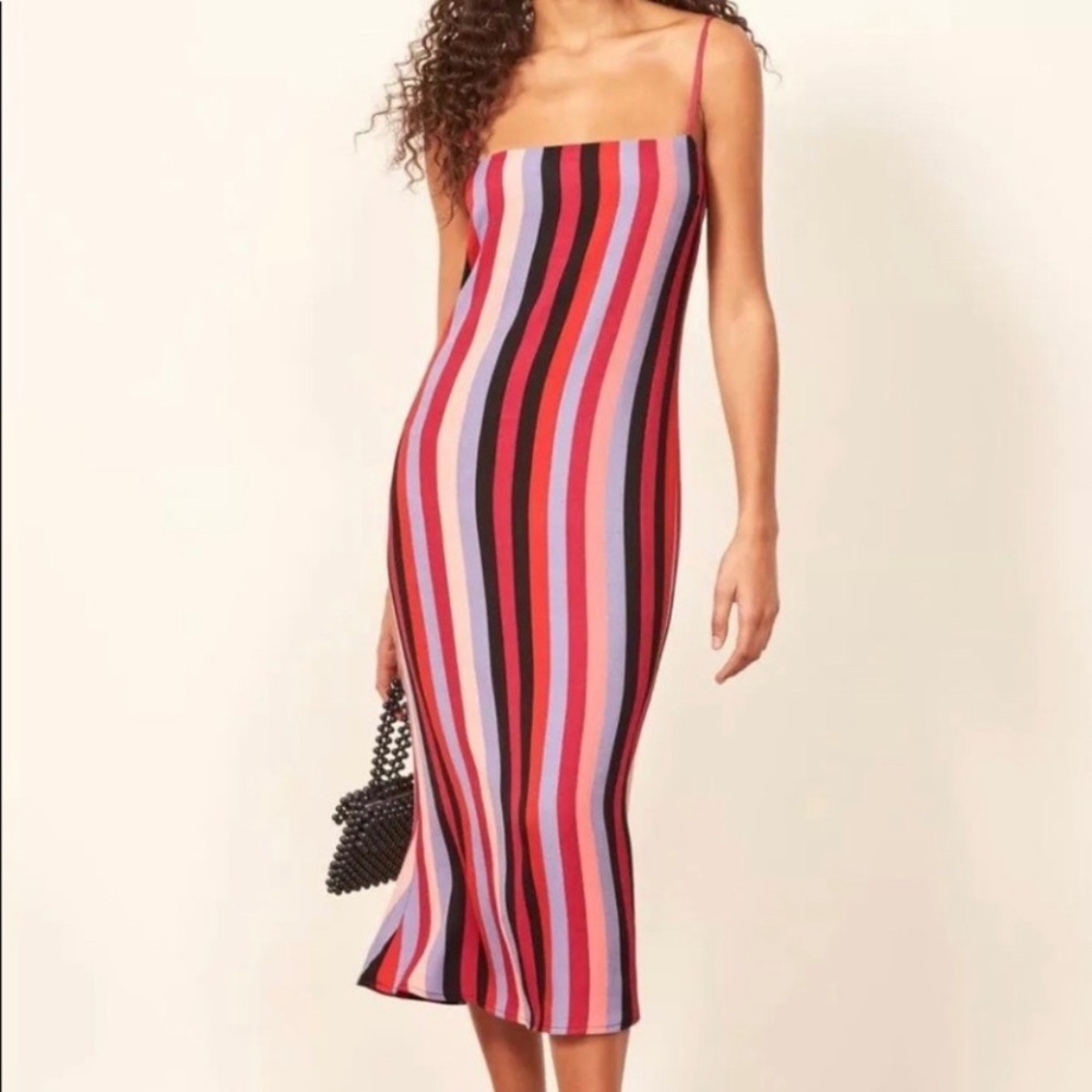 Reformation Rosaly Striped Midi Dress